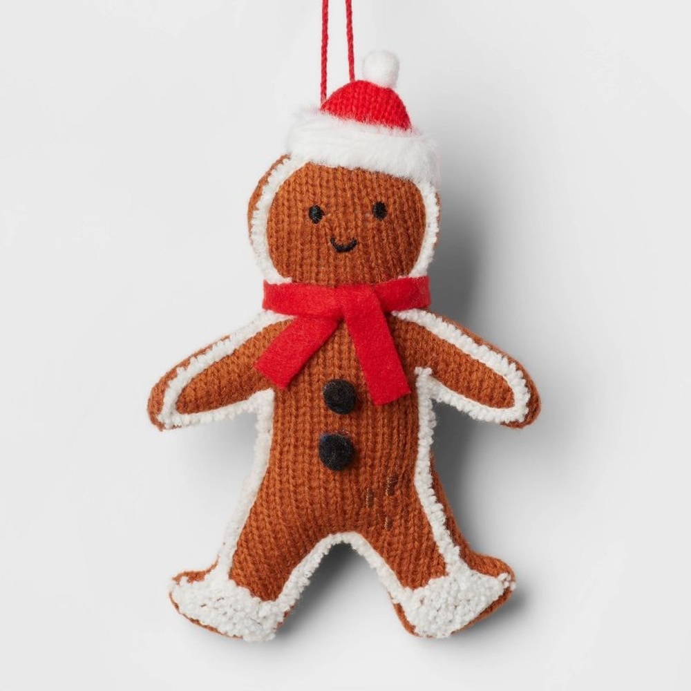 Knit Gingerbread Man Wearing Scarf and Hat nwt Christmas Tree Ornament